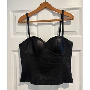 Vintage Harley-Davidson Leather Corset Top Size 8 Embroidered Biker Bustier